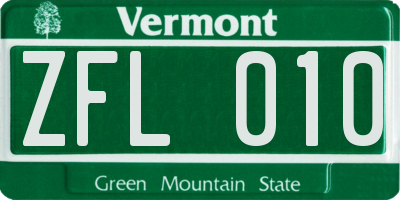 VT license plate ZFL010