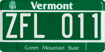 VT license plate ZFL011