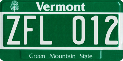 VT license plate ZFL012