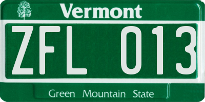 VT license plate ZFL013