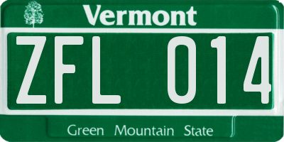VT license plate ZFL014