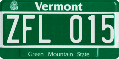 VT license plate ZFL015