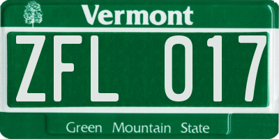 VT license plate ZFL017