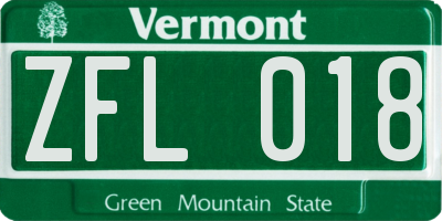 VT license plate ZFL018