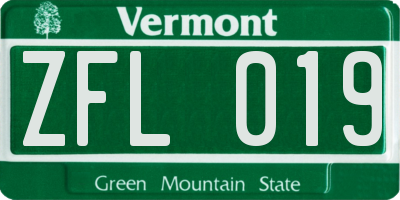 VT license plate ZFL019