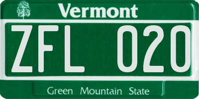 VT license plate ZFL020