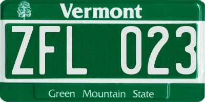 VT license plate ZFL023