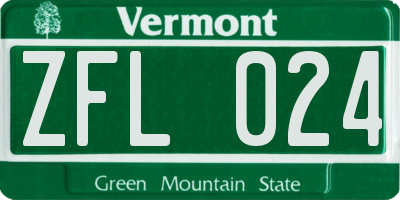 VT license plate ZFL024