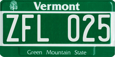 VT license plate ZFL025