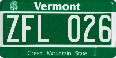 VT license plate ZFL026