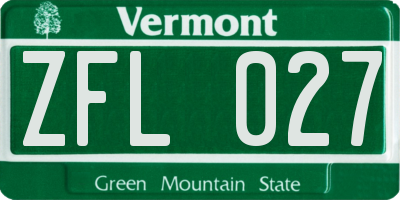 VT license plate ZFL027