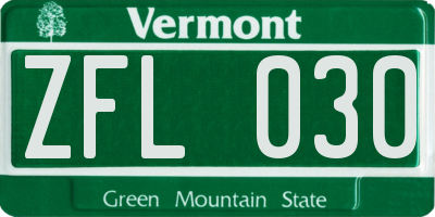 VT license plate ZFL030