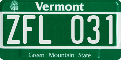 VT license plate ZFL031