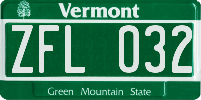 VT license plate ZFL032