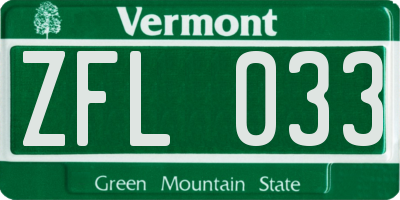 VT license plate ZFL033
