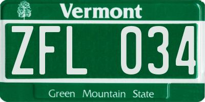 VT license plate ZFL034