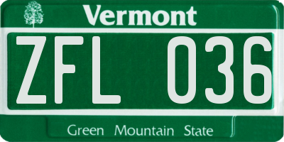 VT license plate ZFL036