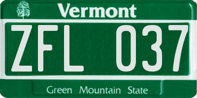 VT license plate ZFL037