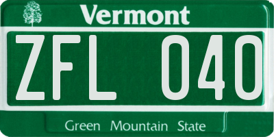 VT license plate ZFL040