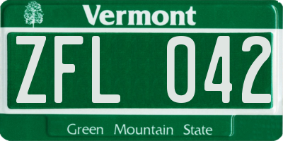 VT license plate ZFL042
