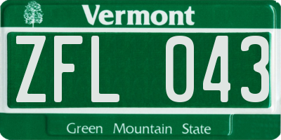 VT license plate ZFL043