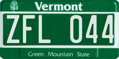 VT license plate ZFL044