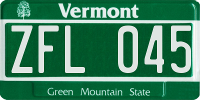 VT license plate ZFL045