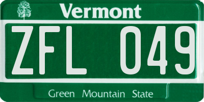 VT license plate ZFL049