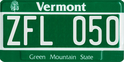 VT license plate ZFL050