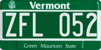 VT license plate ZFL052