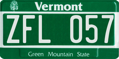 VT license plate ZFL057