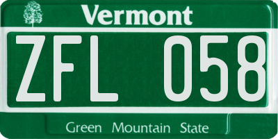VT license plate ZFL058
