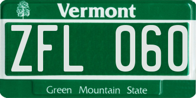 VT license plate ZFL060