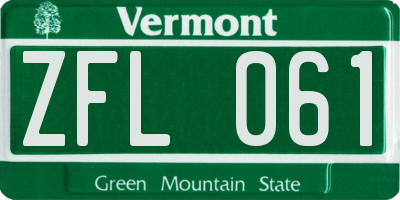 VT license plate ZFL061