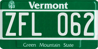 VT license plate ZFL062