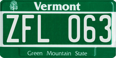 VT license plate ZFL063