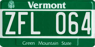 VT license plate ZFL064