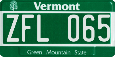 VT license plate ZFL065