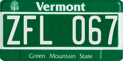VT license plate ZFL067