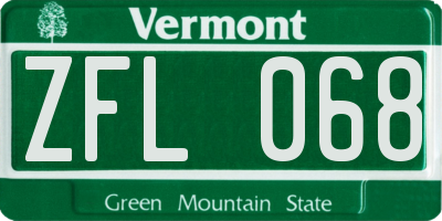 VT license plate ZFL068
