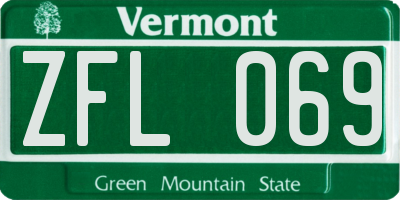 VT license plate ZFL069