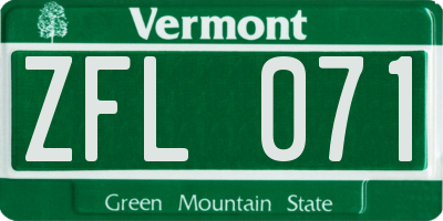 VT license plate ZFL071
