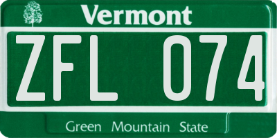 VT license plate ZFL074