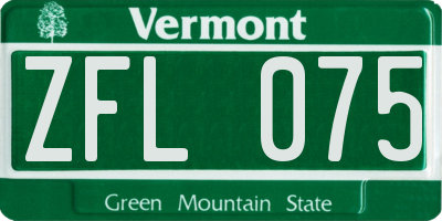 VT license plate ZFL075