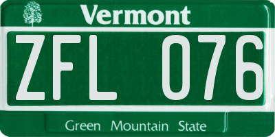 VT license plate ZFL076