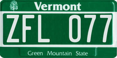 VT license plate ZFL077