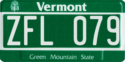 VT license plate ZFL079