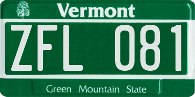 VT license plate ZFL081