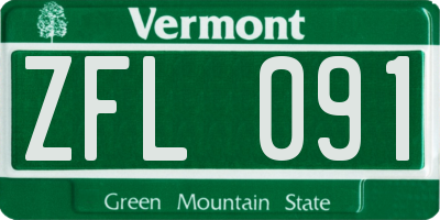 VT license plate ZFL091