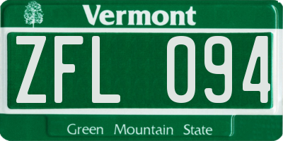 VT license plate ZFL094